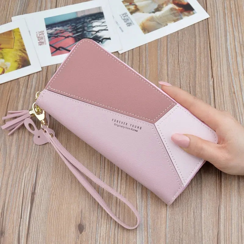 Luxury Brand Leather Wallets Women Long Zipper Coin Purses Tassel Design Clutch Wallets Female Money Bag Credit Card Holder - SMSB 66
