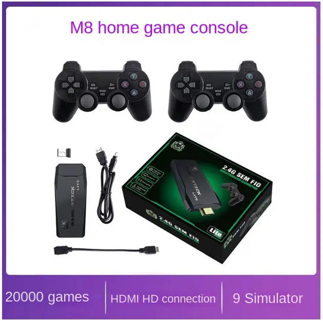 M8 Home Gaming Console Wireless TV HD 4K Wireless Controller Joystick Retro Dual Player Battle Classic Nostalgic eprolo
