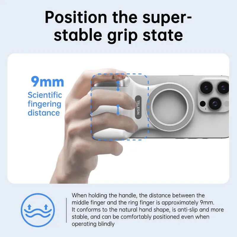 MagSafe Compatible Fun Photography Grip: MFi Certified Wireless Bluetooth Stabilizer for Shake-Free Shooting - SMSB 66