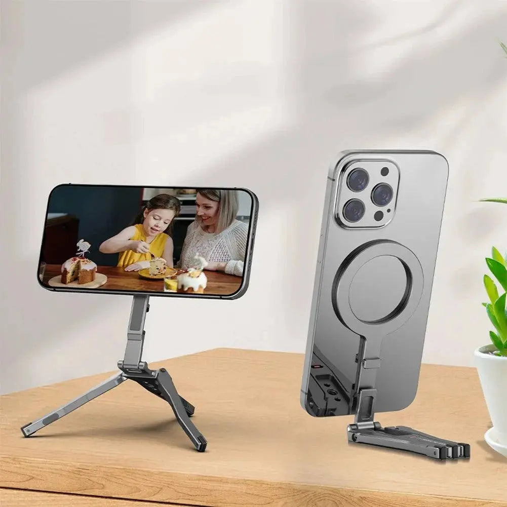 Magnetic Pocket Phone Tripod Cell Phone Tripod Stand for MagSafe Foldable Phone Holder Phone Stand for iPhone 16 15 14 13 12 - SMSB 66