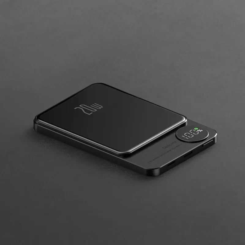 Magnetic charging treasure wireless fast charging industrial style portable metal power bank ultra thin mini - SMSB 66