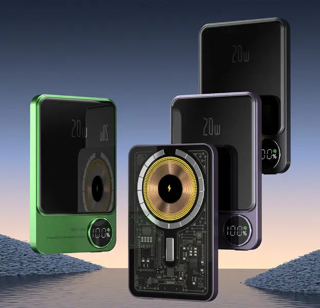 Magnetic charging treasure wireless fast charging industrial style portable metal power bank ultra thin mini - SMSB 66