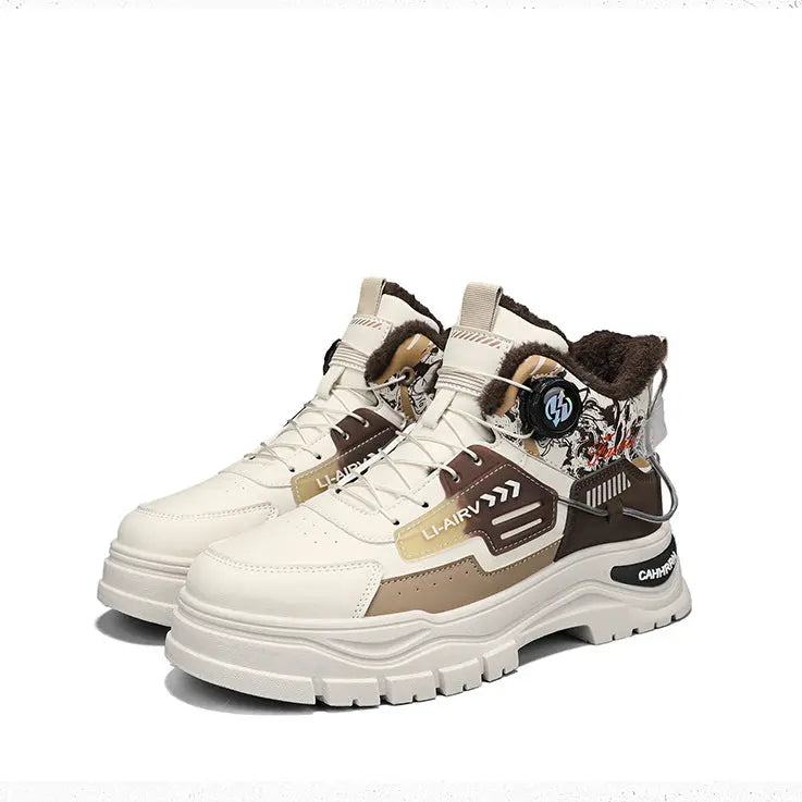 Martin boots men's autumn and winter velvet warm cotton shoes outdoor sports thick soled waterproof anti slip knight boots high top work boots - SMSB 66