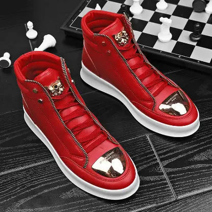 Martin boots men's high top board shoes metal casual leather boots men's Korean version trendy street dance shoes - SMSB 66