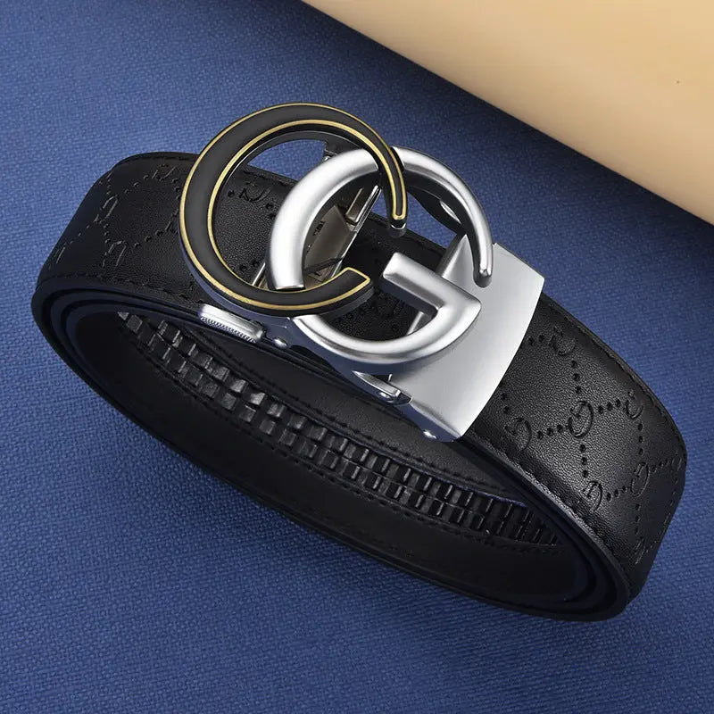 Men's Genuine Leather Alloy Automatic Buckle Versatile Korean Business Casual Fashion Belt - SMSB 66