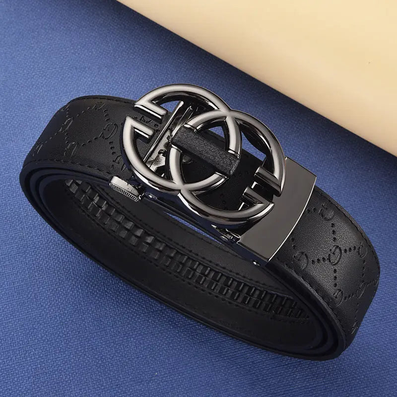 Men's Genuine Leather Alloy Automatic Buckle Versatile Korean Business Casual Fashion Belt - SMSB 66