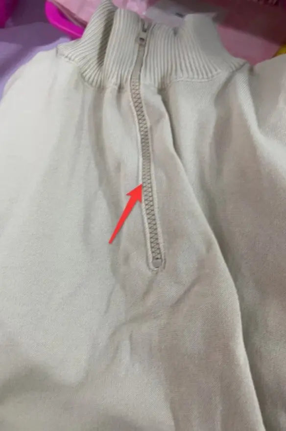 Men's Stand Collar Zipper Sweater Winter Fashion Solid Color Long Sleeve Knitted Top Clothing - SMSB 66