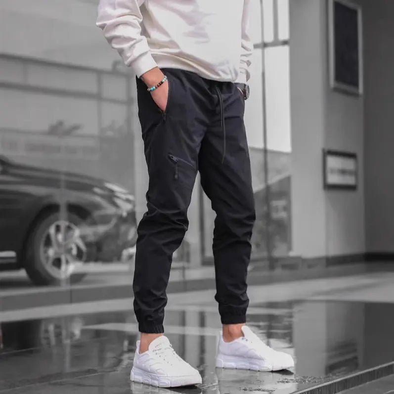 Men's Zipper Overalls Retro Casual Jogger Pants - SMSB 66