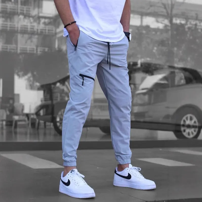 Men's Zipper Overalls Retro Casual Jogger Pants - SMSB 66