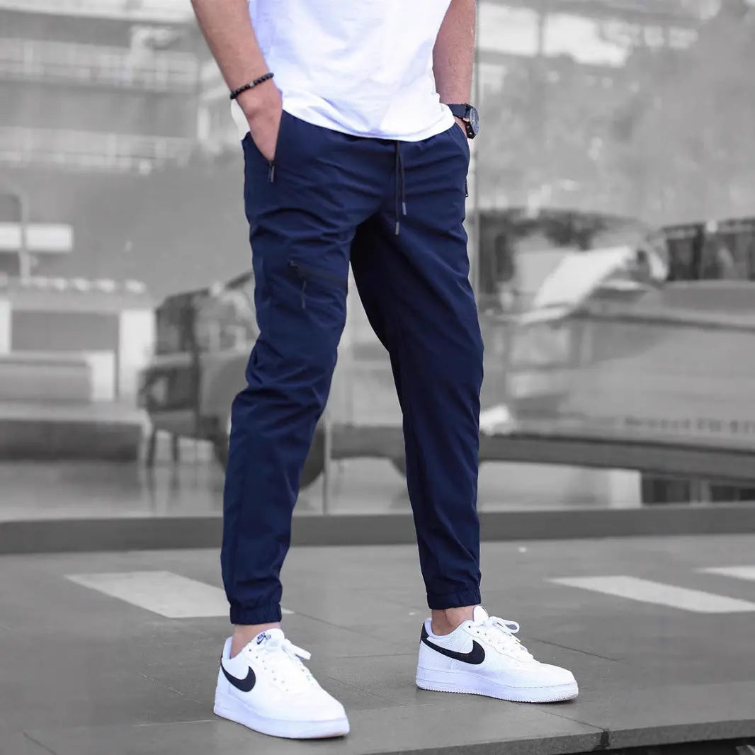 Men's Zipper Overalls Retro Casual Jogger Pants - SMSB 66