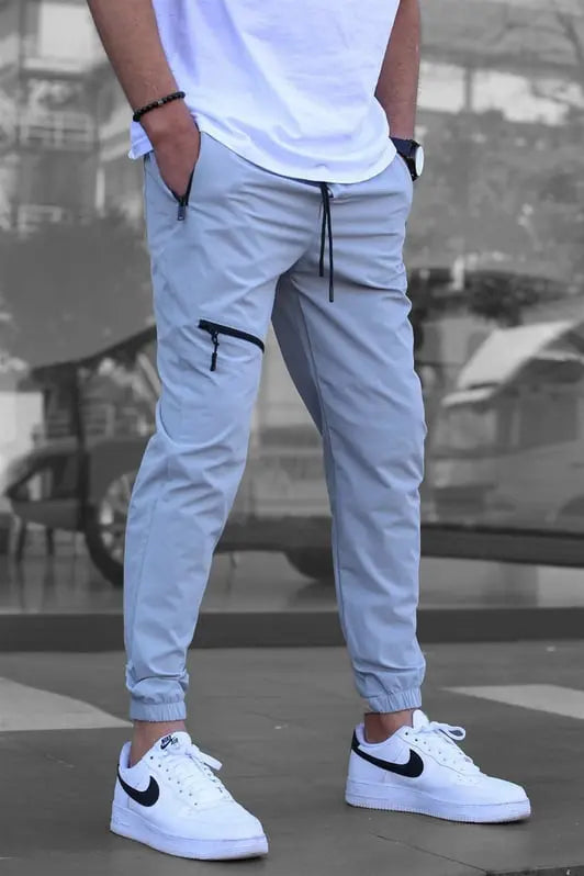 Men's Zipper Overalls Retro Casual Jogger Pants - SMSB 66