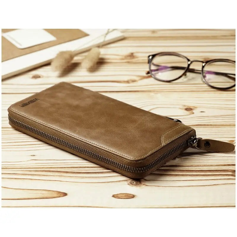 New Come Fashion Vintage Long Style Split Leather Men Wallet Soft For Business Casual Men Wallet Clutch Bags High Quality - SMSB 66