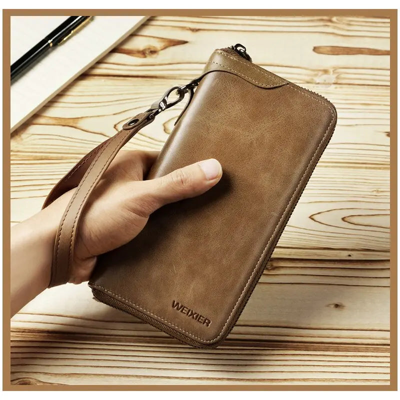 New Come Fashion Vintage Long Style Split Leather Men Wallet Soft For Business Casual Men Wallet Clutch Bags High Quality - SMSB 66