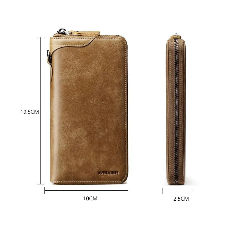 New Come Fashion Vintage Long Style Split Leather Men Wallet Soft For Business Casual Men Wallet Clutch Bags High Quality - SMSB 66