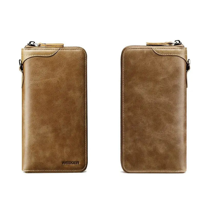 New Come Fashion Vintage Long Style Split Leather Men Wallet Soft For Business Casual Men Wallet Clutch Bags High Quality - SMSB 66