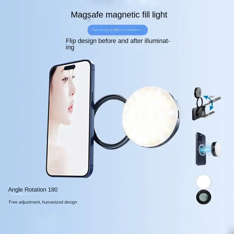 New YSH-126 LED Magnetic Phone Fill Light Photography Lamp Desktop Video Conference Live Pocket Light Mirror - SMSB 66
