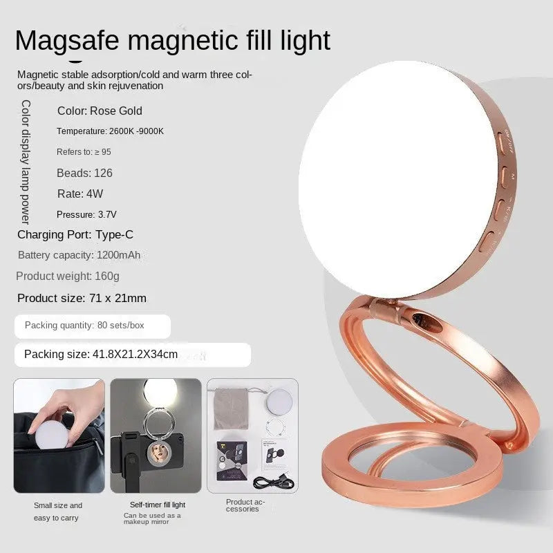 New YSH-126 LED Magnetic Phone Fill Light Photography Lamp Desktop Video Conference Live Pocket Light Mirror - SMSB 66