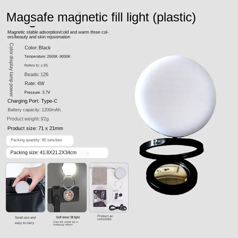 New YSH-126 LED Magnetic Phone Fill Light Photography Lamp Desktop Video Conference Live Pocket Light Mirror - SMSB 66