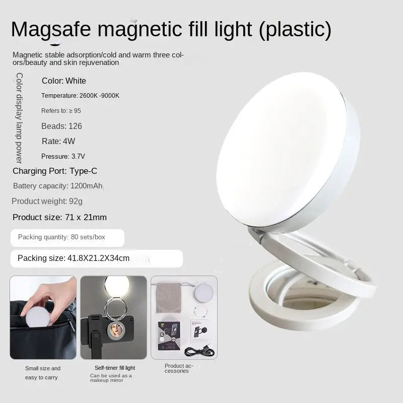 New YSH-126 LED Magnetic Phone Fill Light Photography Lamp Desktop Video Conference Live Pocket Light Mirror - SMSB 66