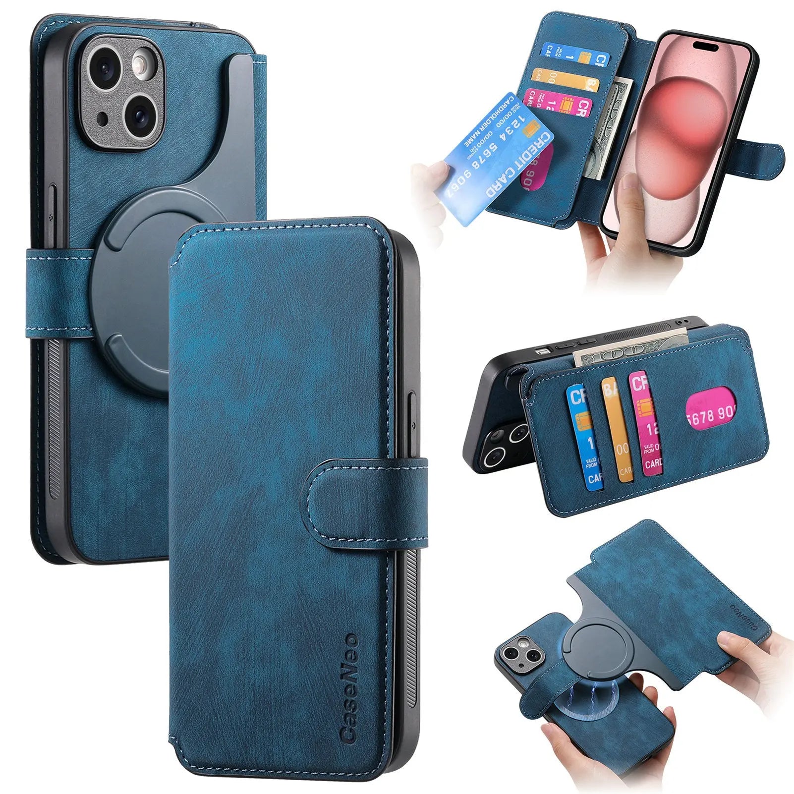 New magnetic separation suitable for Apple 16 mobile phone case Magsafe strong magnetic iPhone15 flip cover leather case 14 case eprolo