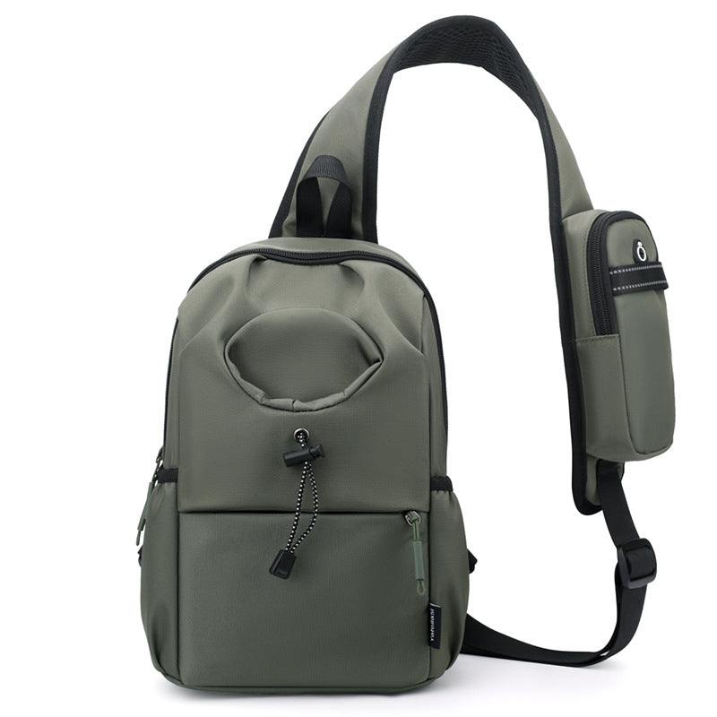 Oxford cloth kettle bag in dark gray, waterproof and lightweight shoulder chest bag for men with extra small pouch on strap