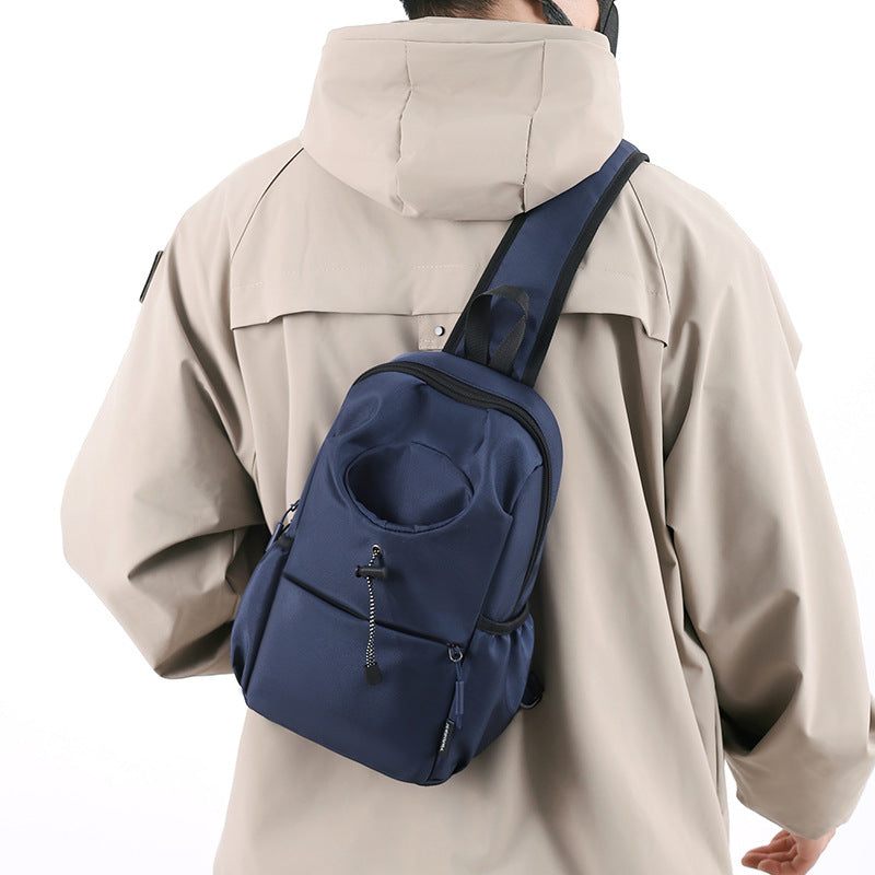 Oxford cloth kettle bag waterproof navy blue shoulder chest bag for men