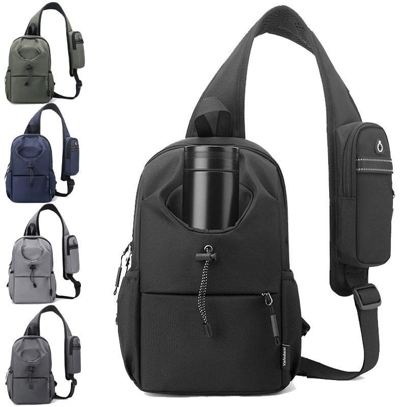 Oxford cloth kettle bag in multiple colors, waterproof, breathable, wear-resistant shoulder and chest bag with multiple compartments for leisure travel.