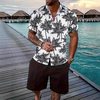 Fashion Men's Hawaii 3D Printed Short Sleeve Suit SMSB 66
