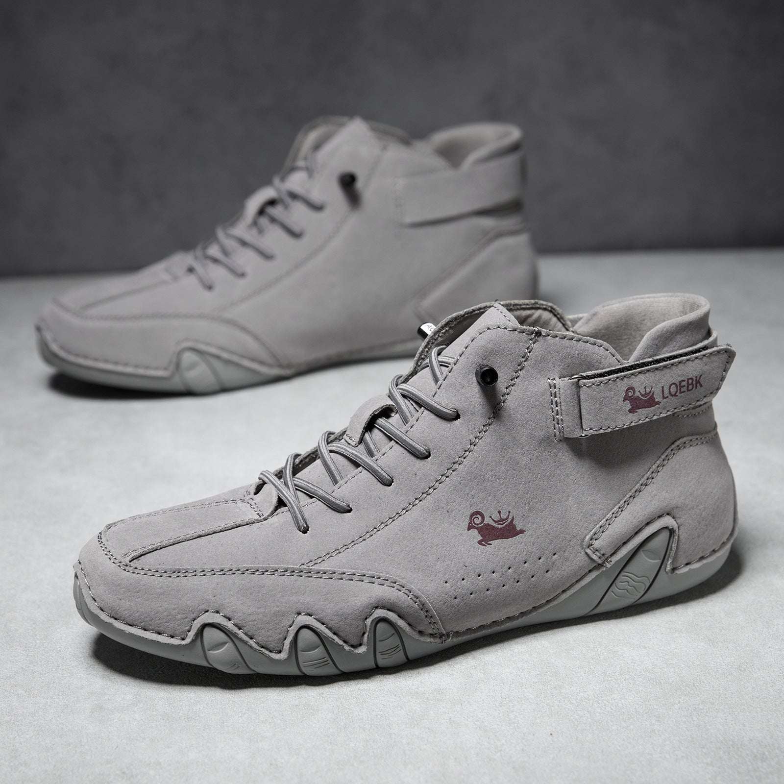 Gray High-top Octopus Men's casual Martin boots with rubber sole and microfiber upper