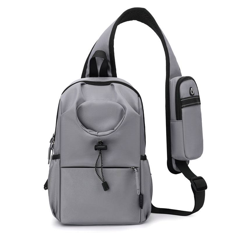 waterproof gray Oxford cloth kettle bag with shoulder strap and front zipper pocket