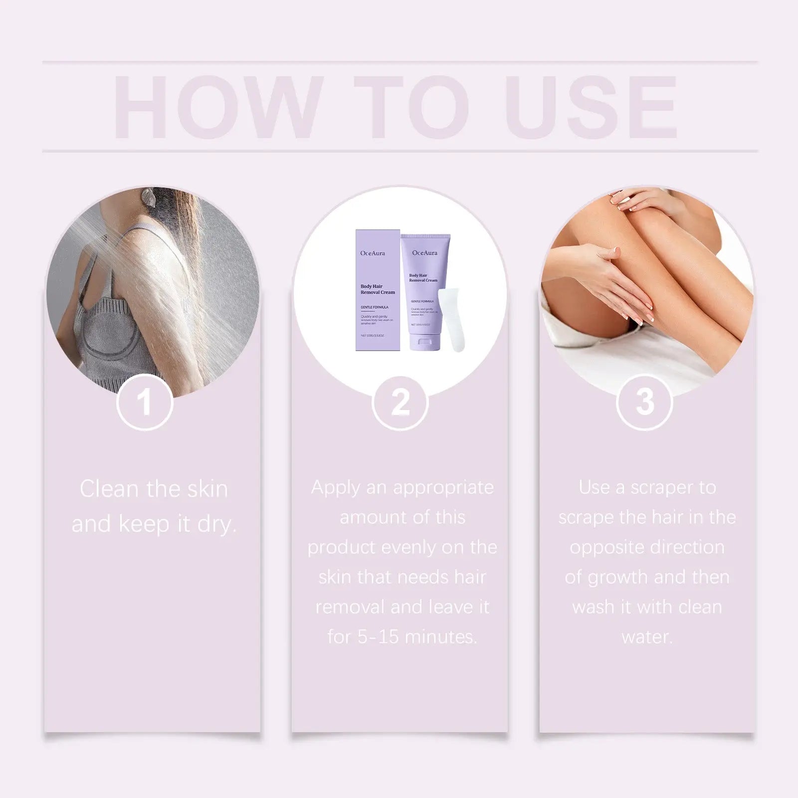 OceAura Body Hair Removal Cream, Gentle Body Hair Removal Hand Hair Leg Hair Cleansing Hair Removal Cream For Men And Women eprolo