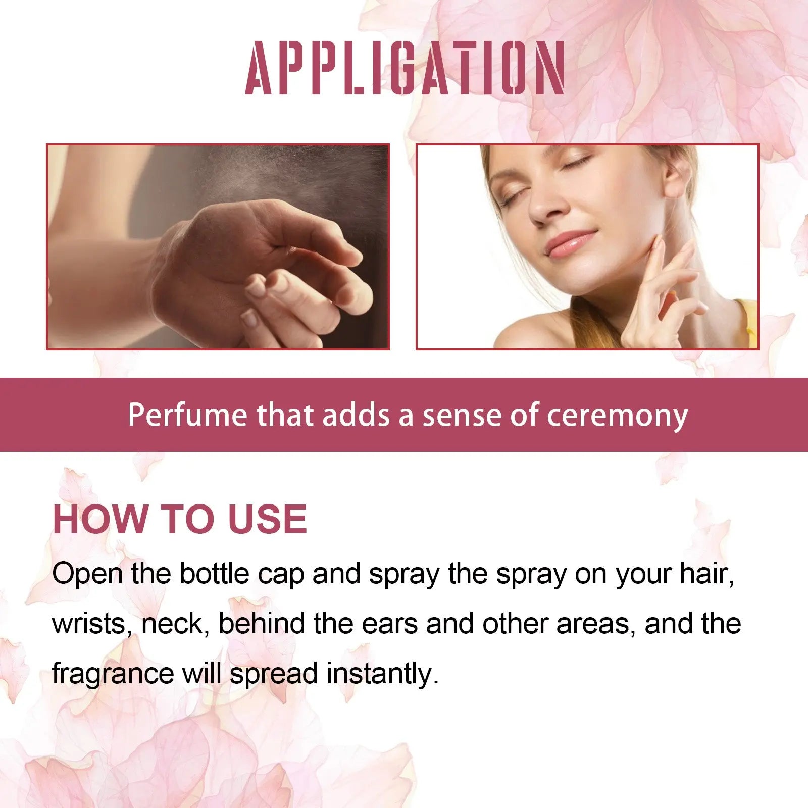 Perfume Spray Fresh Lasting Fragrance Non-Pungent Women's Date Perfume Spray eprolo