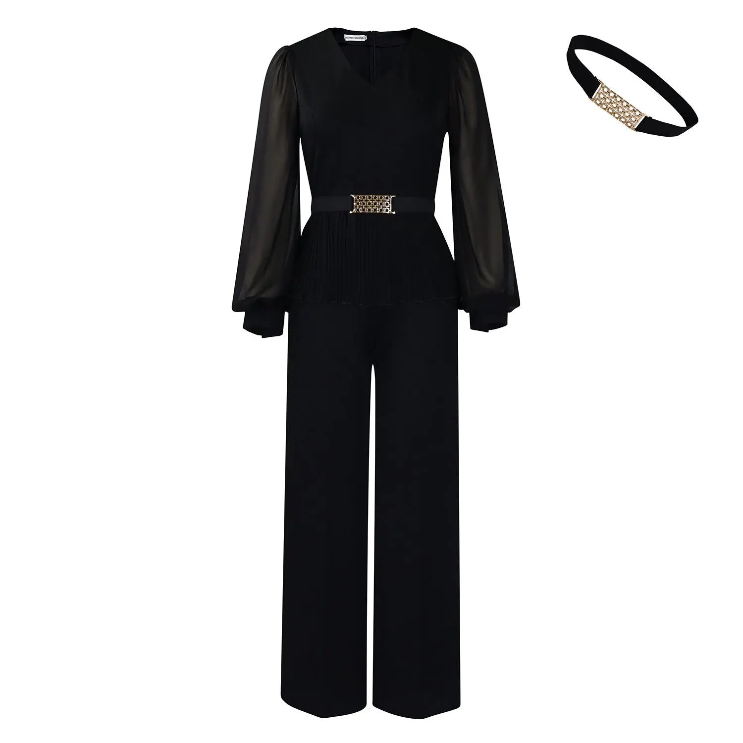 Pleated Waist Tight Top Wide Leg Pants Ol Suit - SMSB 66