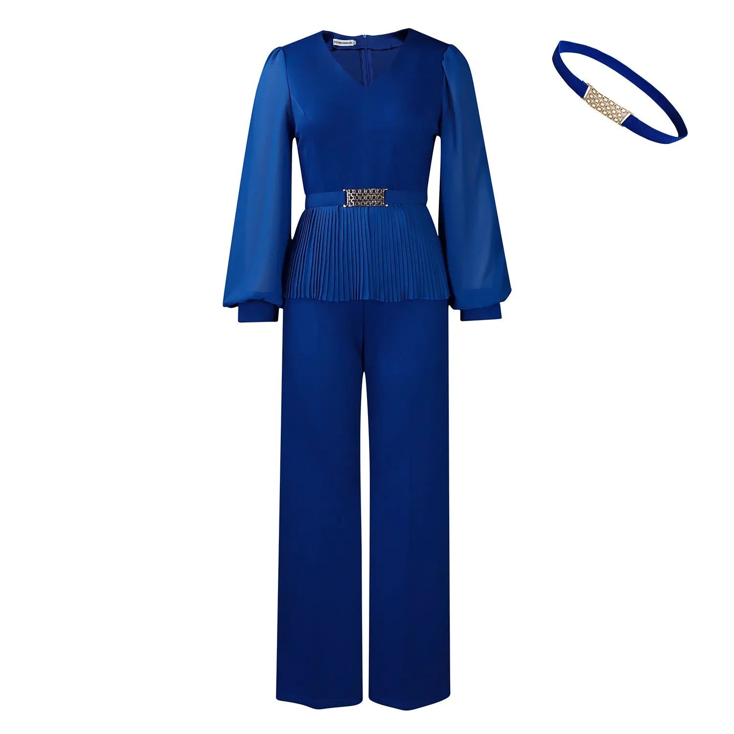 Pleated Waist Tight Top Wide Leg Pants Ol Suit - SMSB 66
