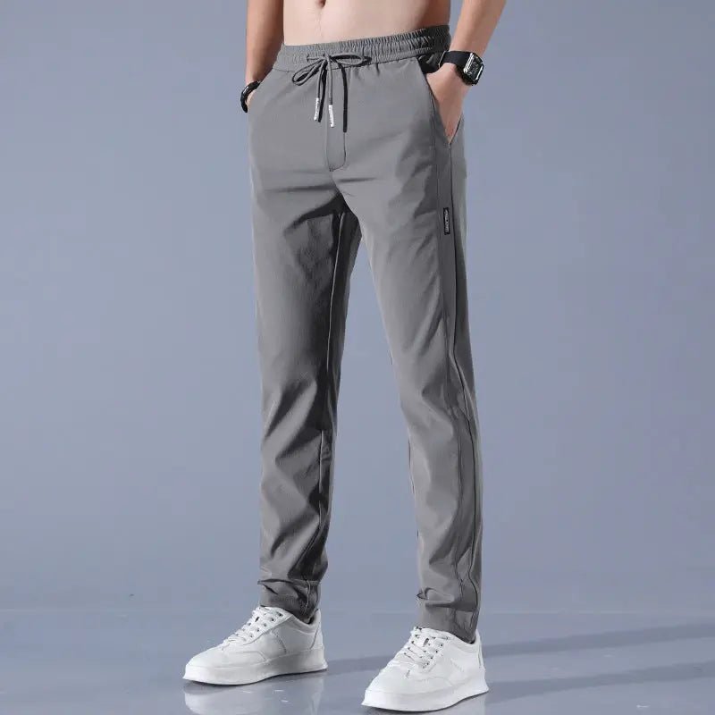 Quick drying thin ice silk men's casual elastic breathable straight leg sports pants - SMSB 66