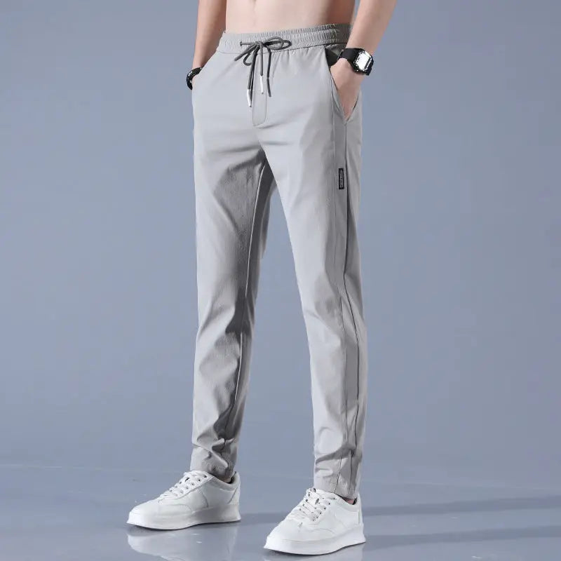 Quick drying thin ice silk men's casual elastic breathable straight leg sports pants - SMSB 66