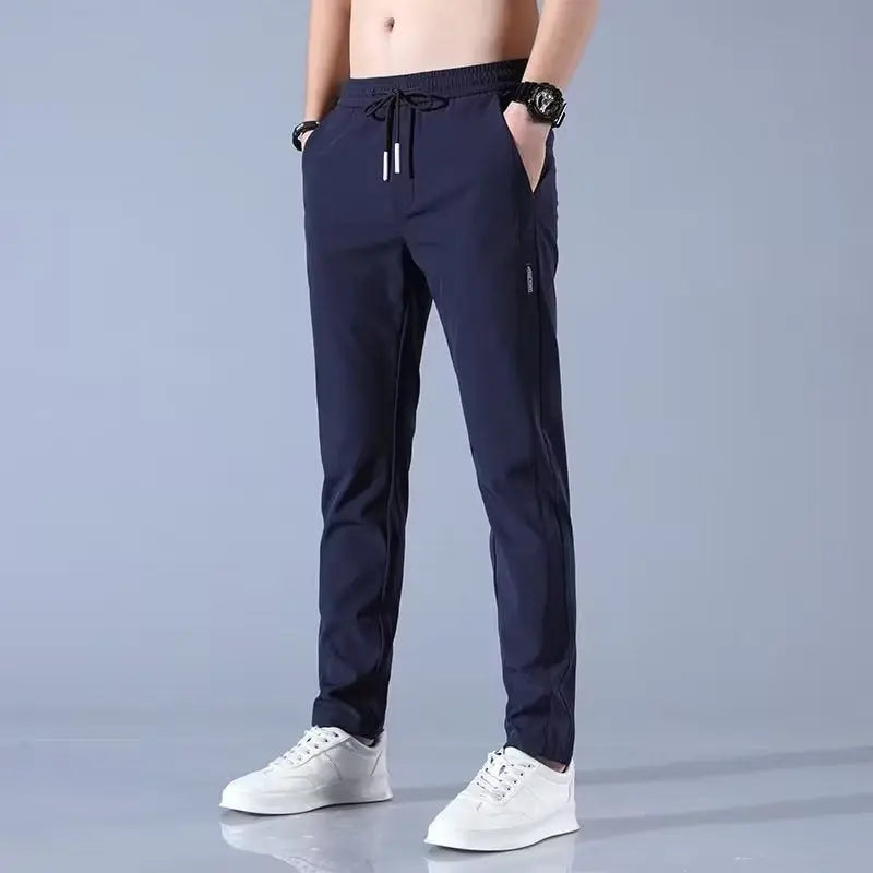Quick drying thin ice silk men's casual elastic breathable straight leg sports pants - SMSB 66
