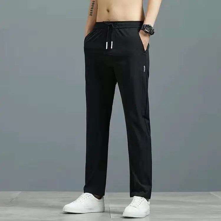 Quick drying thin ice silk men's casual elastic breathable straight leg sports pants - SMSB 66