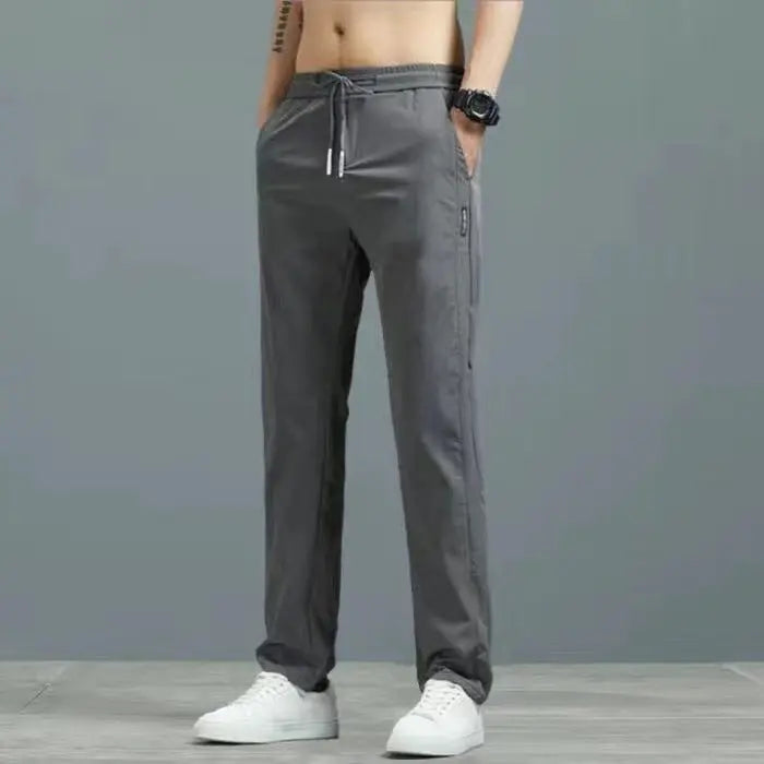 Quick drying thin ice silk men's casual elastic breathable straight leg sports pants - SMSB 66
