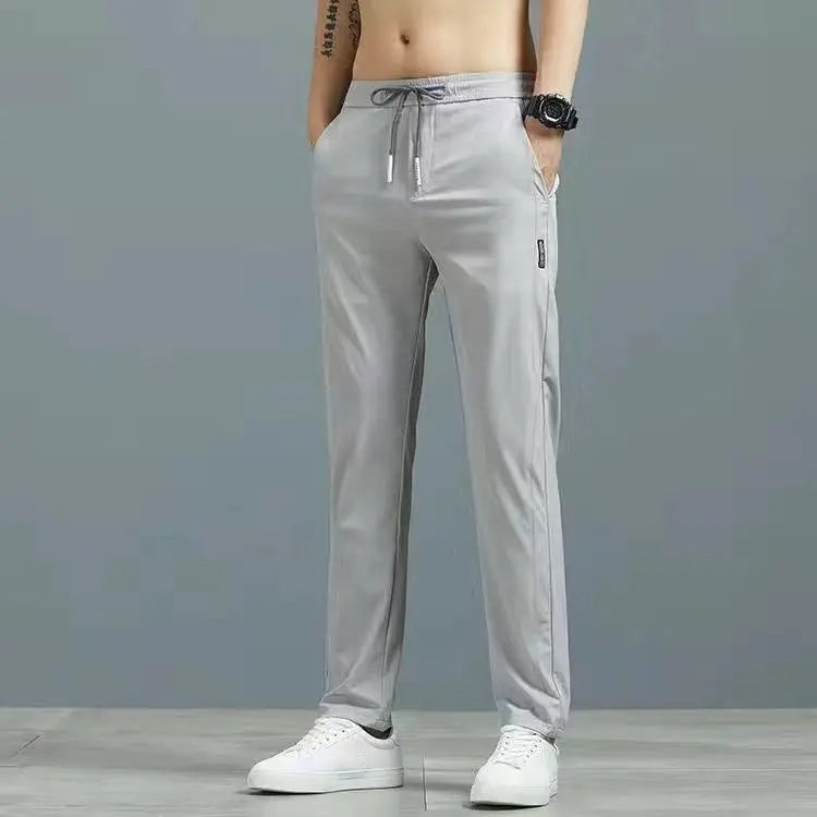 Quick drying thin ice silk men's casual elastic breathable straight leg sports pants - SMSB 66