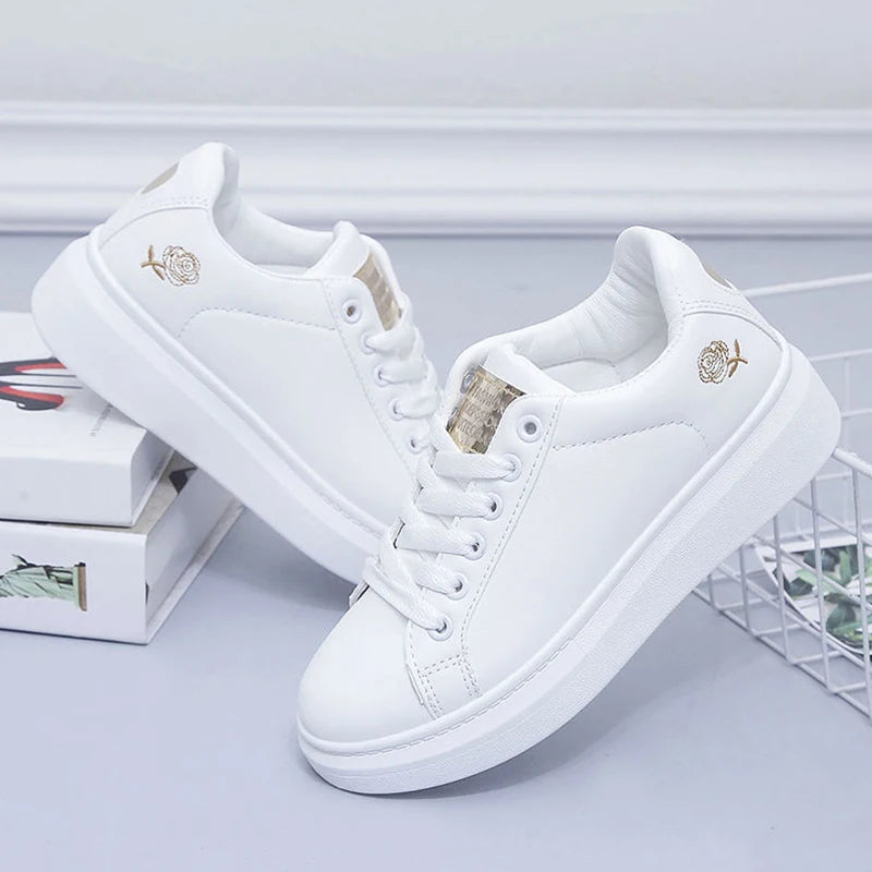 2024 Spring and Summer New Women's Shoes Leather Ventilated Sports Style Casual Shoes Board Shoes Small White Shoes INS Low Top - SMSB 66