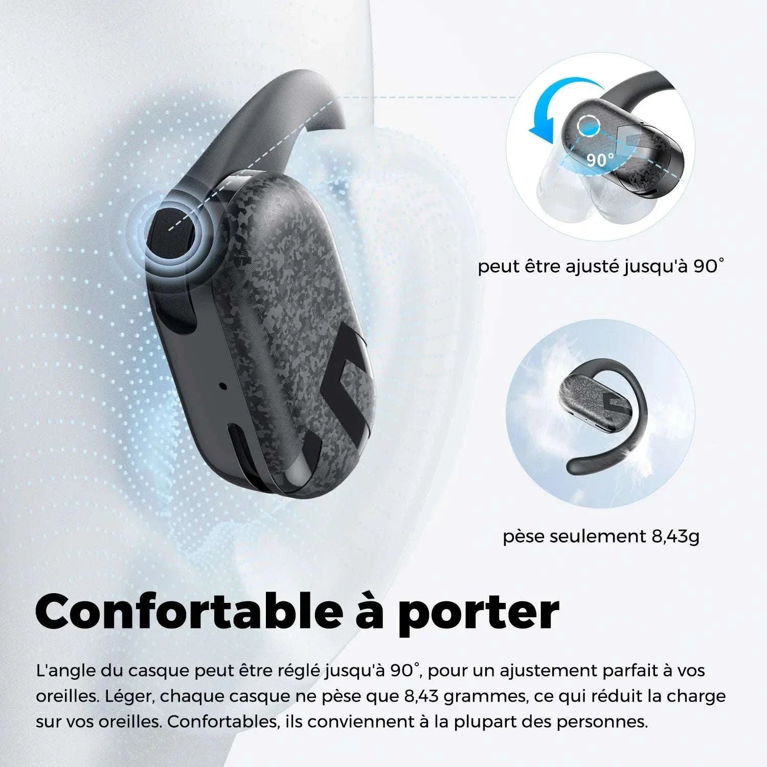 SoundPEATS Breezy Open-Ear Wireless Earphones Bluetooth 5.4 Earbuds With Dual Dynamic Drivers, Multipoint Connection, Total 40H - SMSB 66