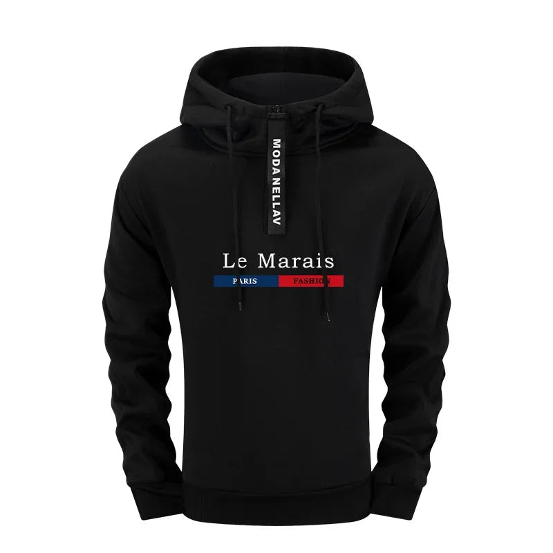 Autumn Winter Paris Fashion Mens 2 Piece Outfit Set 2025 New Half Zip Hoodie and Sweatpants Urban Streetwear Casual Tracksuit - SMSB 66