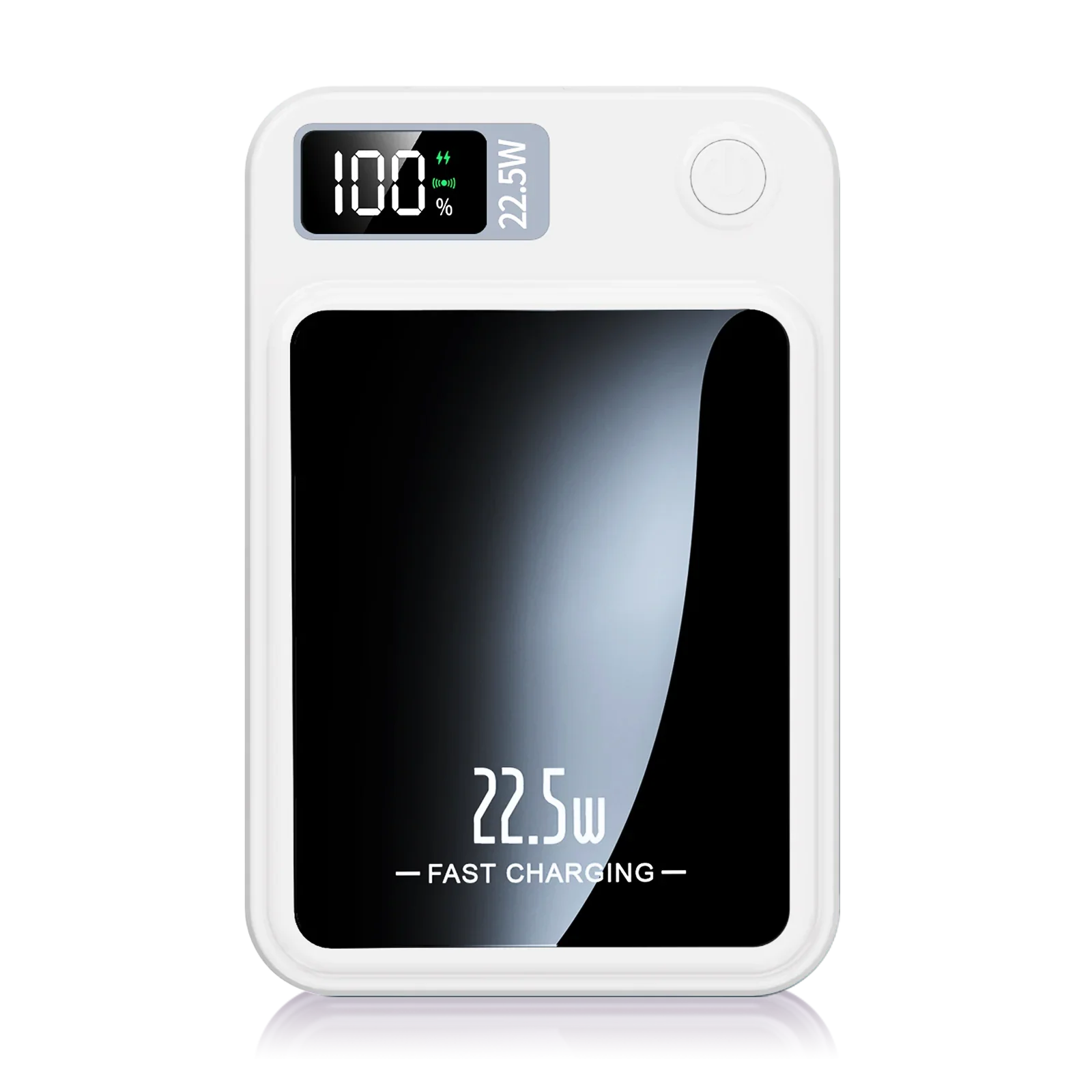 10,000mAh white magnetic charger power bank with LED display and 22.5W fast wireless charging for iPhone series