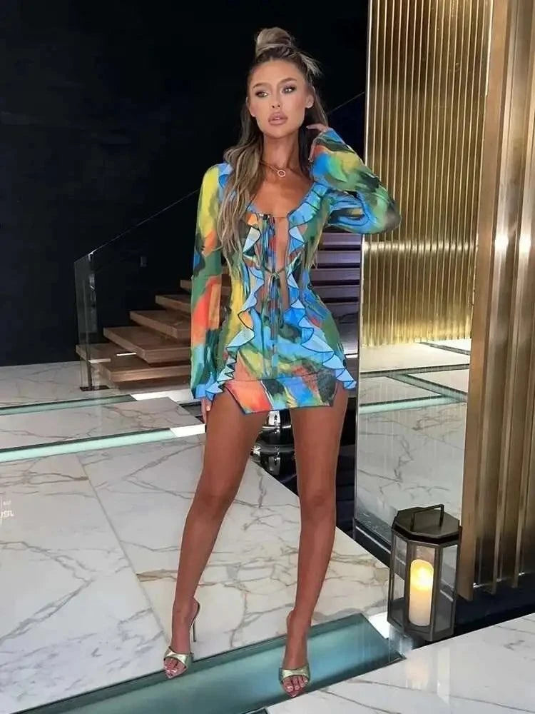 Townlike Sexy 3 Pieces Set Women Long Sleeve Crop Top And Mini Skirts And Bra Slim Three Piece Set 2023 Spring Summer Outfits - SMSB 66