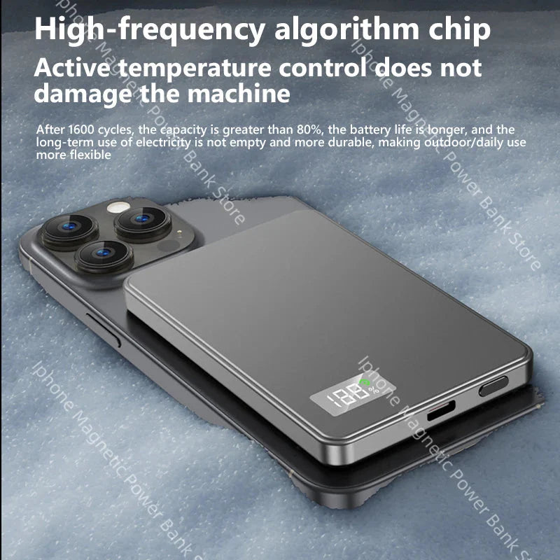 Ultra slim magnetic power bank 30000mAh with digital display and fast charging for iPhone 16/15/14