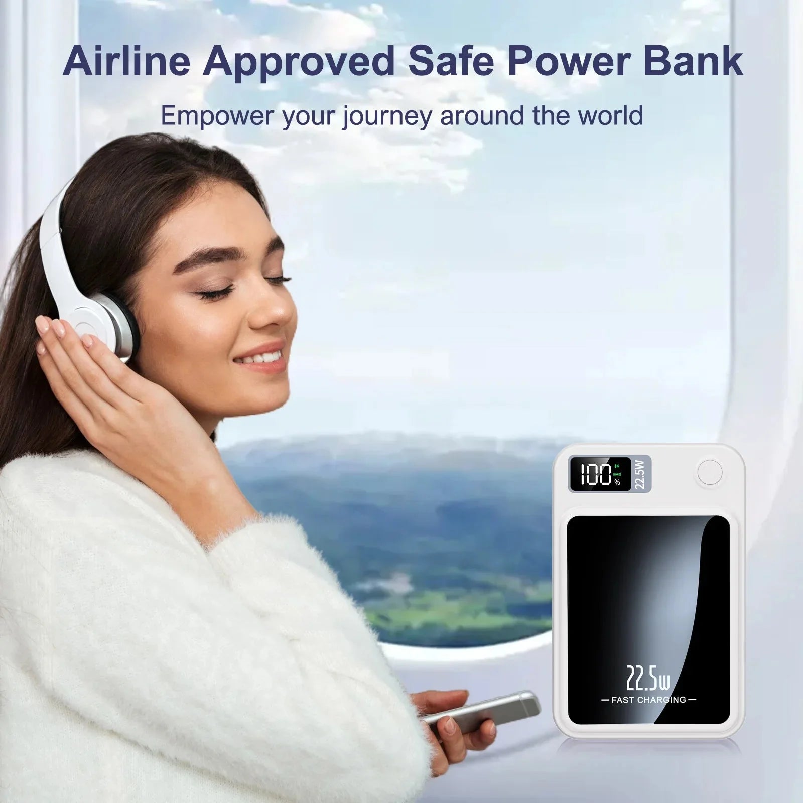 10000mAh magnetic charger power bank with wireless 22.5W fast charging and LED display for iPhone series