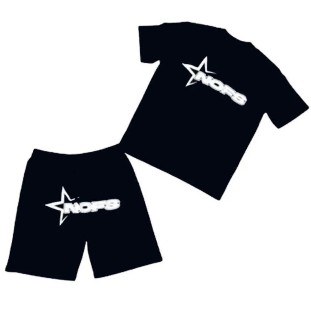 Y2K T-shirt Short Kpop Street Fashion Letter Print Unisex Short Sleeve Tops Casual Loose Drawstring Shorts Women Men Clothes Tee - SMSB 66