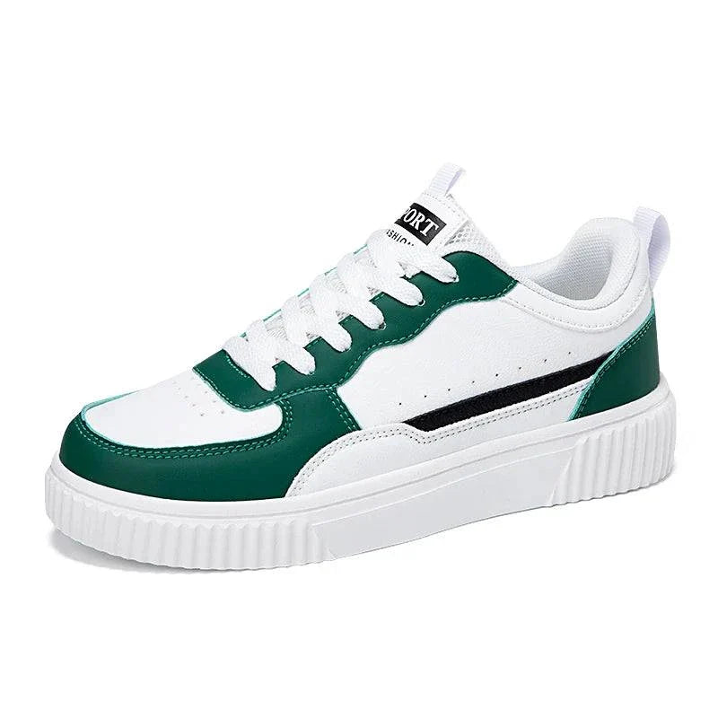 Lightweight breathable white and green unisex skateboarding shoes for women and men