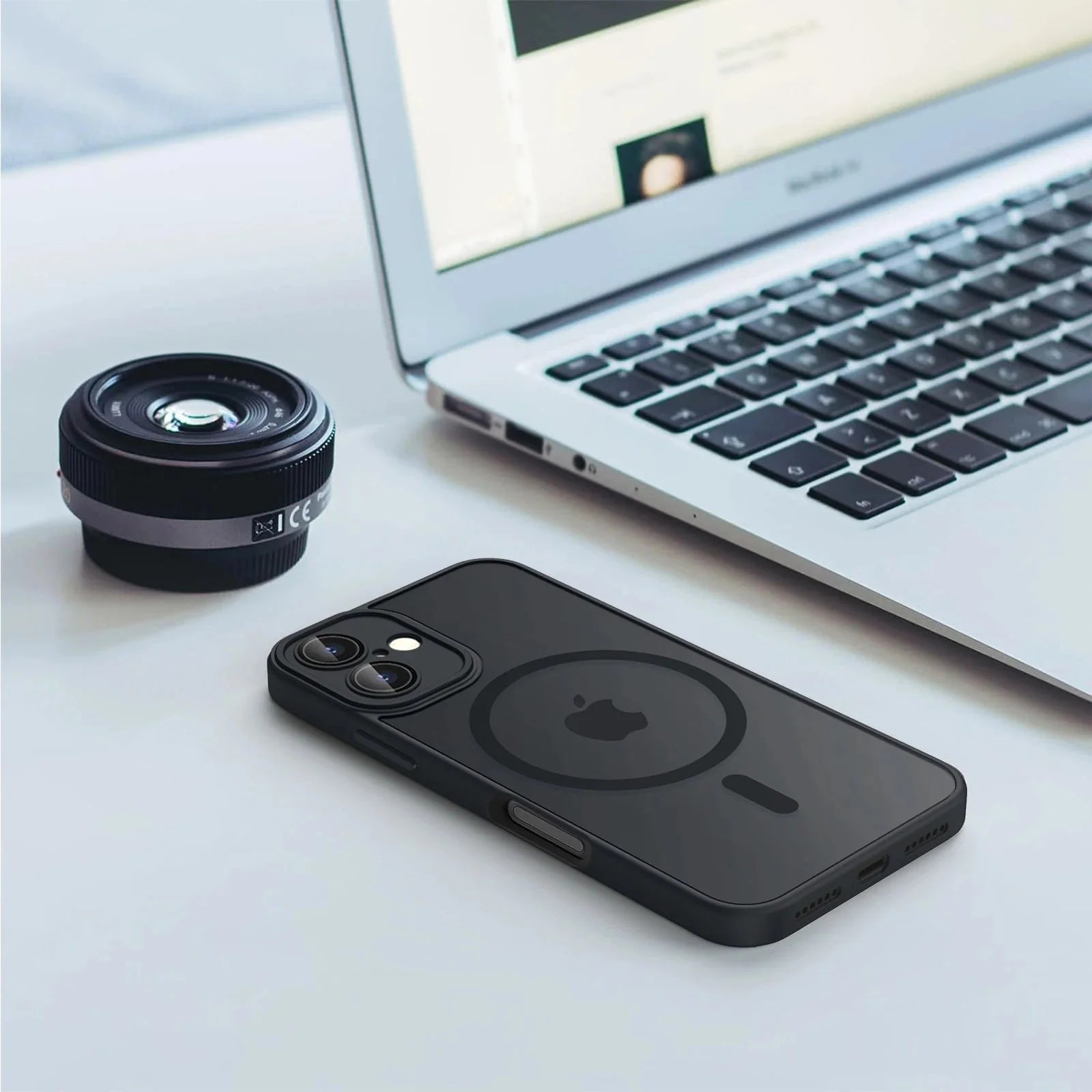 Luxury magnetic matte translucent shockproof iPhone case compatible with MagSafe wireless charging